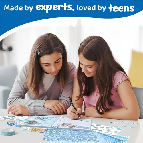 Miniatura 9 de jackinthebox Kit de diario calmante para niñas de 8 a 12 años, 242 piezas, juego de diario de recortes para adolescentes y adolescentes, 10 Azul