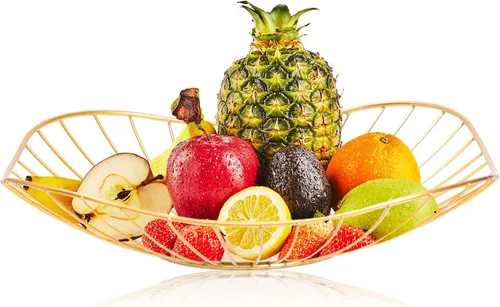 LINXIU Cesta de frutas de alambre de metal, cuencos de frutas para decorar la encimera de la cocina, tazón, almacenamiento de verduras, soporte para