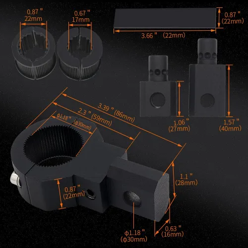 Miniatura 3 de Kits de Abrazaderas de Soporte de Montaje para Barra de Luces LED Mini 360 Grados 0.75" 1" 1.25" 2 Piezas Abrazadera de Tubo de Barra Vertical