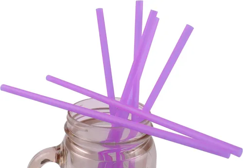 Miniatura 3 de Pajitas de plástico para batidos, envueltas individualmente, no tóxicas y sin BPA (250 unidades, morado)