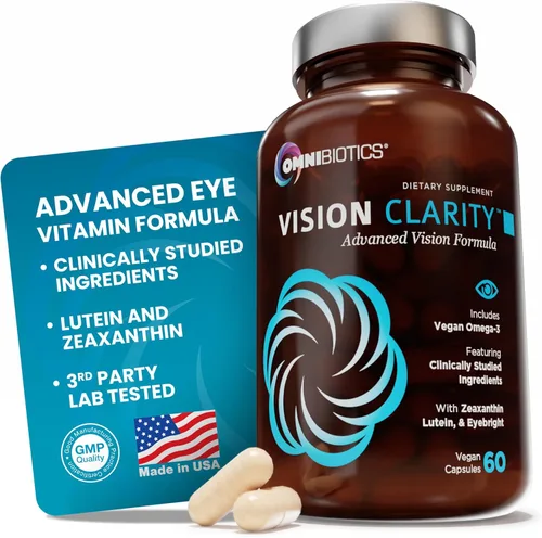 OmniBiotics Vision Clarity - Suplemento vitamínico y mineral para los ojos, arándano, luteína y zeaxantina, suplemento de salud macular para