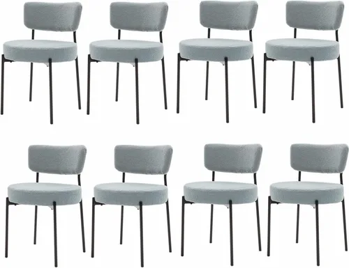 Miniatura 21 de Boucle - Juego de 2 sillas de comedor modernas de mediados de siglo con respaldo curvado y marco de metal, sillas de comedor tapizadas redondas