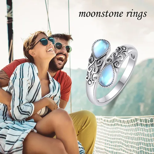 Miniatura 6 de Anillo para mujer de plata de ley, banda ajustable, anillos abiertos, regalos de joyería para niñas