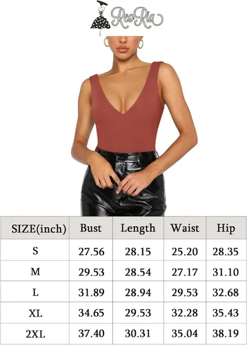 Miniatura 5 de REORIA Sexy escote en V profundo, sin mangas, cuello en V, espalda descubierta, para mujer