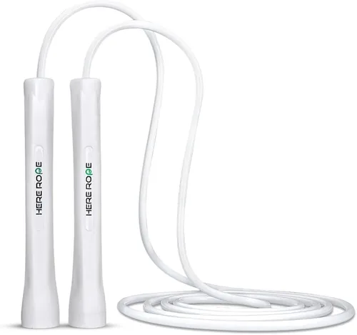 HEREROPE Cuerda de saltar ajustable – Cuerda de saltar de PVC de 0.197 in con asas irrompibles, no se dobla, incluye 1 cuerda de repuesto para