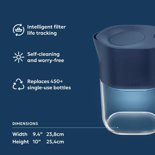 Miniatura 2 de LARQ PureVis - Jarra de agua 3 en 1, purificador, filtro y seguimiento, jarra purificadora de agua de 8 tazas con filtro avanzado para agua limpia