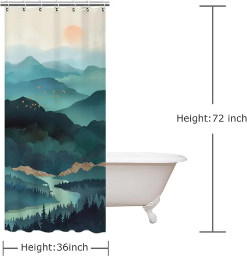 Miniatura 4 de RosieLily Cortina de Ducha para Cabina 36"x72" Pulgadas Cortina de Ducha Pequeña, Cortina de Ducha de Montaña Boscosa Cortinas de Ducha de Árboles