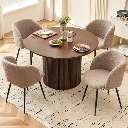 Miniatura 6 de Homedot Juego de 2 sillas de comedor tapizadas de barril negro, modernas sillas de cocina de mediados de siglo, cómodas con asiento acolchado