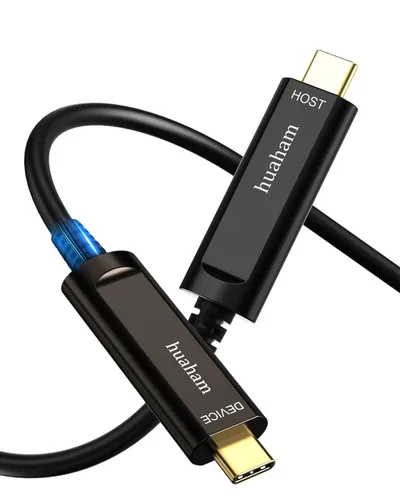 Miniatura 9 de Cable de fibra óptica USB C de 50 pies, paquete de 2 unidades, cable USB 3.2 Gen2 de 10 Gbps con chip SiliconLine de Alemania, ultra delgado
