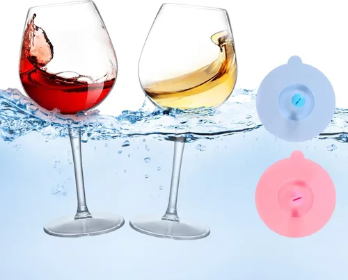 Copas de vino flotantes para piscina con tapas de taza, juego de 2, copas de vino inastillables junto a la piscina, taza flotante, tina de piscina,
