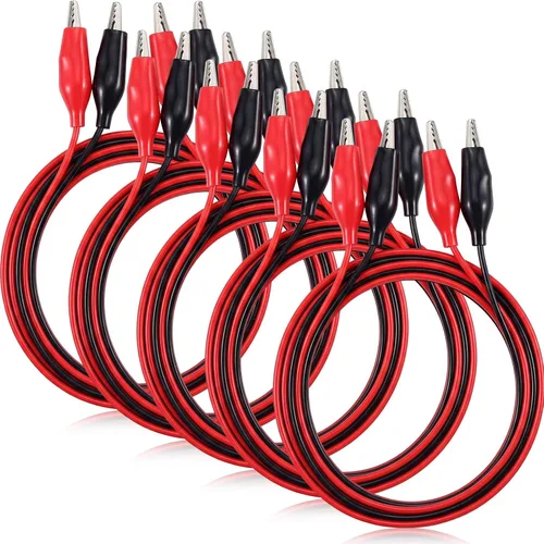 Miniatura 10 de EBOOT 4 pinzas de cocodrilo eléctricas, cables de prueba de 40 pulgadas con clips de cocodrilo, cables de puente de doble extremo para pruebas