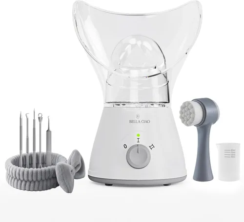 Bella Ciao Juego de vaporizador facial de 11 piezas, vaporizador facial portátil para limpieza profunda, hidratación y cuidado de los poros, kit de