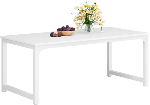 Miniatura 8 de LITTLE TREE Mesa de comedor rectangular de 78.7 pulgadas para 6 a 8 personas, color marrón