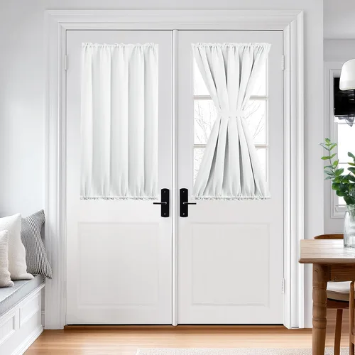 Miniatura 91 de Cortina térmica para puerta con bolsillo para barra, opacas, tratamiento de ventanas con ojales y ojales Deconovo 1 panel