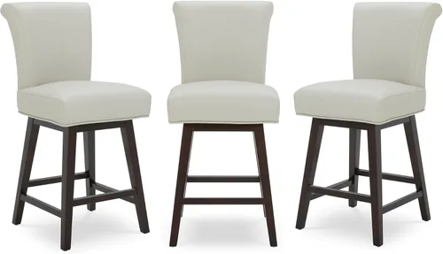 Miniatura 16 de CHITA Taburete giratorio de 26 pulgadas con altura de mostrador, taburete de bar tapizado moderno con respaldo certificado FSC de cuero sintético
