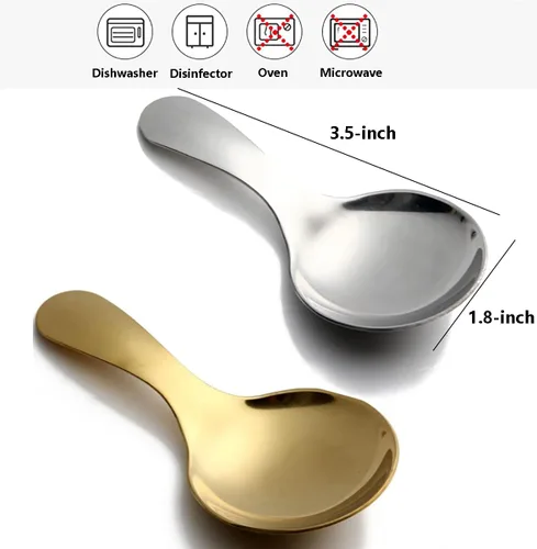 Miniatura 3 de Juego de 6 cucharas de mango corto, mini cucharas de sal de acero inoxidable para condimentos, postres, té, café, pasteles, azúcar, cuchara