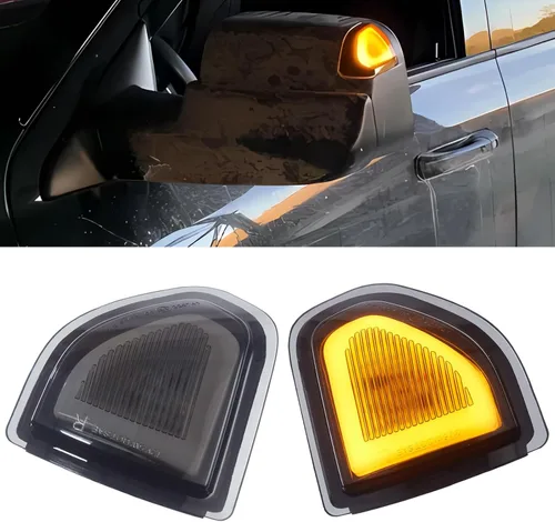 Miniatura 7 de Jinfili Espejo de remolque lateral LED de repuesto para Dodge Ram 1500, 2010-2018, Dodge Ram 2500 3500 68302828AA 68302829AA lente transparente