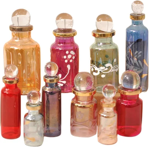 Botellas de perfume egipcias, mini botellas de vidrio vacías para perfume, aceites esenciales o poción – Juego de 30 frascos pequeños decorativos,
