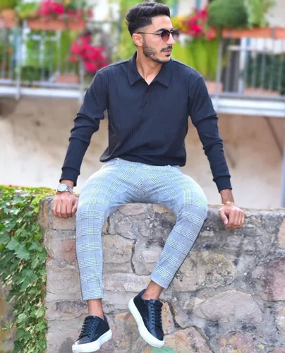 Miniatura 4 de GINGTTO Polo y suéter de manga larga para hombre ajuste delgado elástico casual elegante con botones