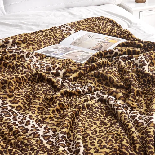 Miniatura 5 de Edenleaf Manta de Vellón con Estampado de Leopardo para Cama, Sofá, Viajes y Campamento, Súper Suave, Acogedora y Mullida de Felpa con Estampado
