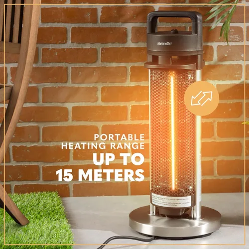 Miniatura 5 de SereneLife Calentador infrarrojo para patio, calentador eléctrico para patio con control remoto, 900 W, calentadores de interior/exterior