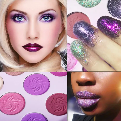 Miniatura 3 de Afflano Paleta de sombra de ojos morada, purpurina mate, paleta de maquillaje de ojos rosa altamente pigmentada, paleta de maquillaje de ojos rosa