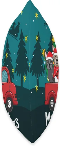 Miniatura 2 de French Bulldog Frenchie truck Christmas Almohada divertida para regalo de Navidad, diseño de bulldog francés, diseño de camión de Navidad, 16 x 16