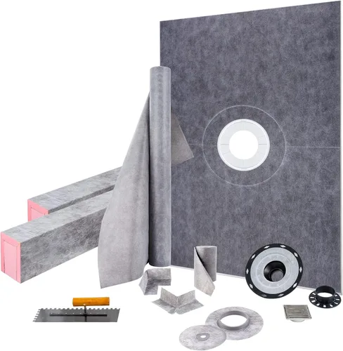Miniatura 9 de VEVOR Kit de bordillos de ducha de 38 x 60 pulgadas con brida de unión de PVC de 4 pulgadas, rejilla de acero inoxidable de 4 pulgadas, 2 bordillos