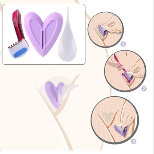 Miniatura 4 de Bikini Area - Juego de plantillas para afeitado de cabello para mujeres, maquinilla de afeitar de pelo púbico para mujeres y niñas, kit de afeitado
