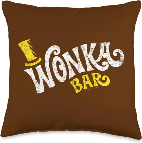 Willy Wonka Chocolate Factory - Almohada con logotipo de película (16.0 x 16.0 in), multicolor