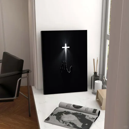 Miniatura 7 de Arte de pared cristiano enmarcado, póster de fe de redención, cruz y manos, impresión en lienzo en blanco y negro, pintura religiosa, imagen