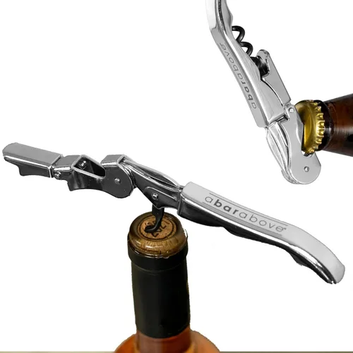Miniatura 2 de A Bar Above Abrebotellas de vino manual, llave de vino sacacorchos, para servidores, camareros y camareros caseros, con cortador de lámina, Negro