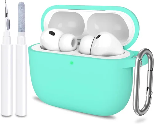 Miniatura 35 de Funda para AirPods Pro 3 con limpiador y protector de silicona suave con llavero para mujeres y hombres, funda para Apple AirPods Pro de 3ª Claro