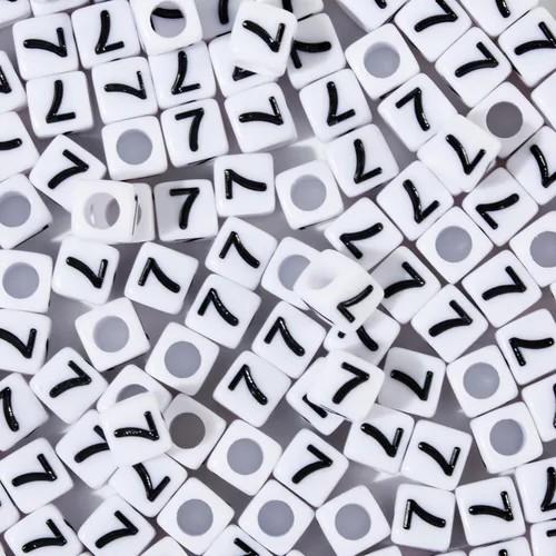 Miniatura 22 de 1400 cuentas redondas blancas y negras para pulseras, cuentas digitales de símbolo matemático del 0 al 9, juego de cuentas acrílicas de número