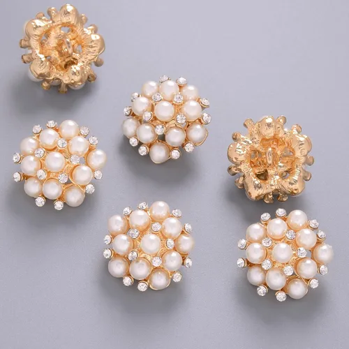 Miniatura 4 de Jerler 10 piezas de botones de diamantes de imitación de perlas adornos de cristal coser en botones de ropa