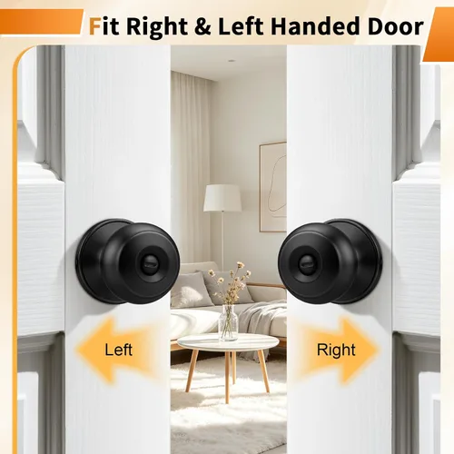 Miniatura 6 de Probrico - Perillas de puerta de negro mate, manijas de puerta con cerradura y perilla, manijas de puerta interior sin llave para baño y dormitorio