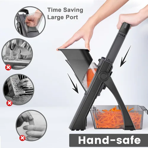 Miniatura 3 de [Todo en 1] Versión mejorada de rebanador de mandolina seguro para la cocina, grosor ajustable y espiralizador, rebanador de verduras, mandolina