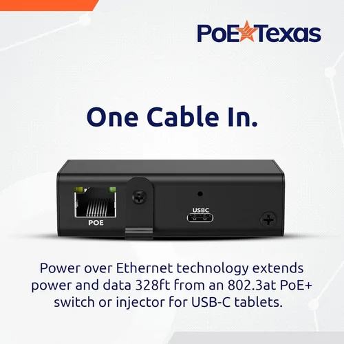 Miniatura 2 de PoE Texas Adaptador Gigabit PoE+ a USB-C, alimentación de 25 vatios y entrega de datos, adaptador de alimentación y Ethernet activo IEEE 802.3at