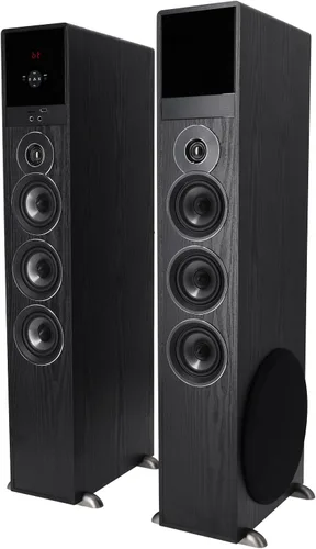 Miniatura 7 de Rockville TM150B - Sistema de altavoces de torre de cine en casa, negro, 1000 W, subwoofers de 10 pulgadas, Bluetooth, reproducción USB/SD, radio