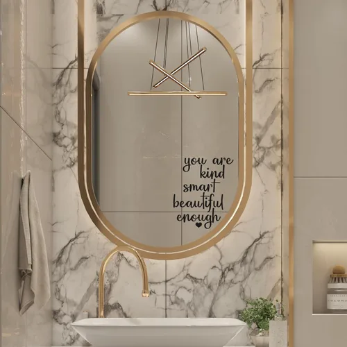 Miniatura 2 de Paquete de 2 calcomanías de espejo de afirmación positiva, calcomanías de pared motivacionales de vinilo para baño o dormitorio, citas alentadoras