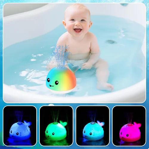Miniatura 4 de Juguetes de baño para bebés, juguete de baño iluminado en forma de ballena con aspersor para bebés de 6-12-18 meses, juguetes de baño para niños