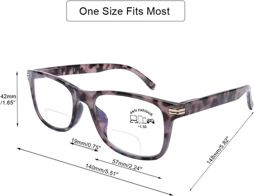 Miniatura 6 de DOOViC Gafas de lectura bifocales, paquete de 2 lentes de lectura con bloqueo de luz azul, negra/tortuga, bisagra de resorte de calidad para hombres