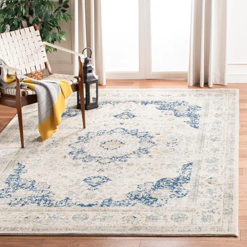 Miniatura 26 de SAFAVIEH Evoke Collection EVK220B Medallón oriental shabby chic de 2'2" x 4', color gris/dorado, no desprende pelusa, alfombra de acento para sala