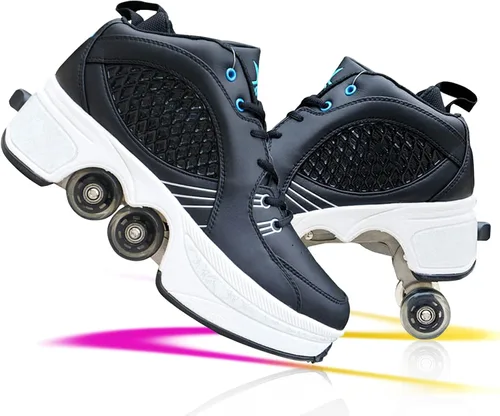 Miniatura 15 de Zapatos de patinaje convertibles para hombres y mujeres, zapatos de paseo automáticos para niños y adultos, patines con doble fila de ruedas, ruedas