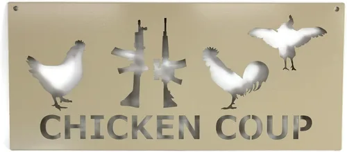 Miniatura 9 de Cartel de metal de cruce de pollo, 12.0 in de alto (amarillo oscuro, cruzado)