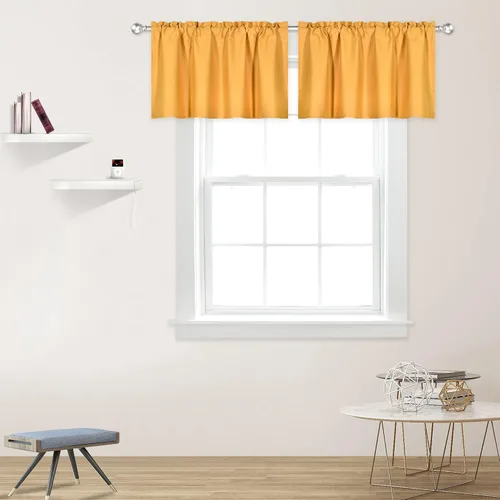 Miniatura 43 de DECOVSUN Cenefas Aqua para ventanas de cocina, con bolsillo para barra, opacas, con aislamiento térmico, 1 panel de 42 x 18 pulgadas