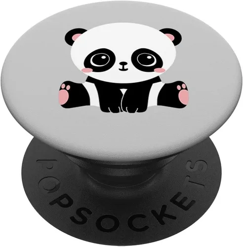Bonito Kawaii Baby Panda Pop Socket Love Fan Animal Lover – PopSockets agarre y soporte para teléfonos y tabletas, Negro