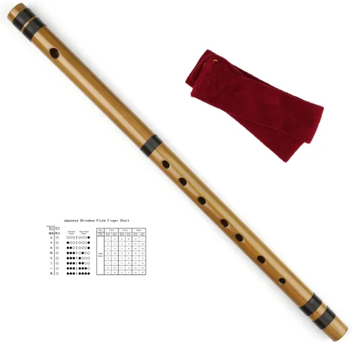Miniatura 10 de Flauta Shinobue japonesa de 7/8 Hon, flauta de bambú hecha a mano, instrumento musical (Negro 7Hon)