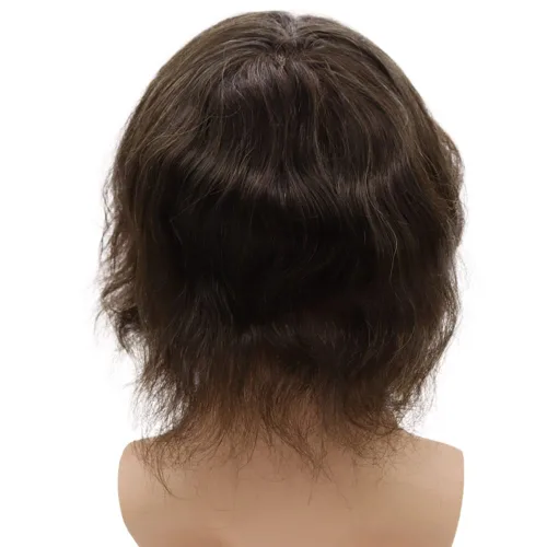 Miniatura 5 de Tupé de cabello humano europeo para hombres, suave, completo, sistema de reemplazo de cabello de encaje suizo, 10 x 8 pulgadas, lacio, #4, color #4