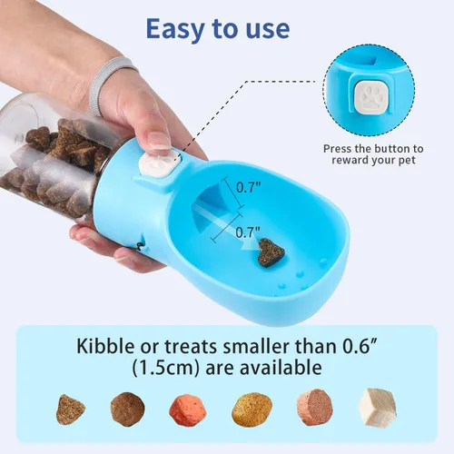 Miniatura 4 de Colorday Dispensador de golosinas de mano para perros, bolsa integrada para hacer clic y golosinas, alimentador lento para entrenamiento de Azul